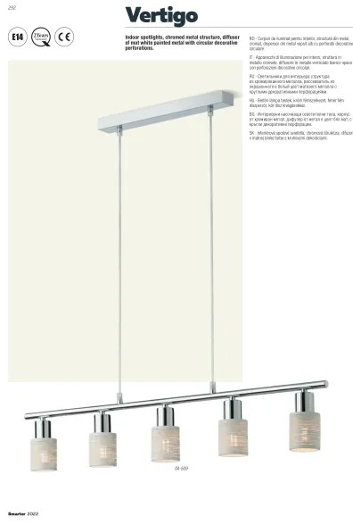 Redo 04-509 - Luster na lanku VERTIGO 5xE14/28W/230V lesklý chróm/biela