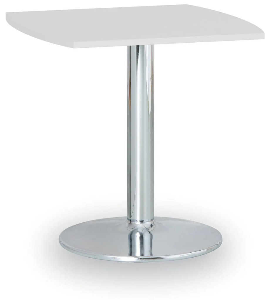 Konferenčný stolík ZEUS II, 660x660 mm, chrómovaná podnož, doska biela