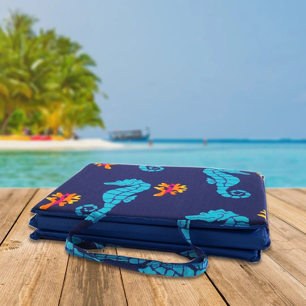 Plážové ležadlo MORSKÝ KONÍK 137x49 cm, modré