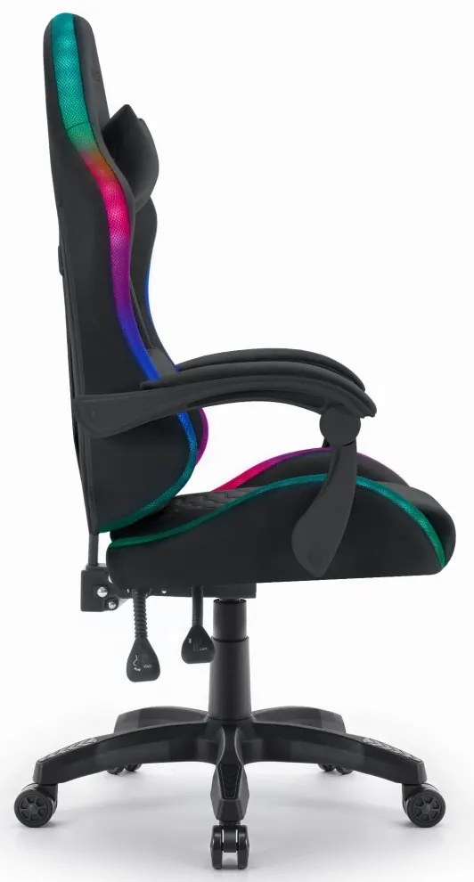 Herné kreslo HC-1000 Black LED RGB látkové