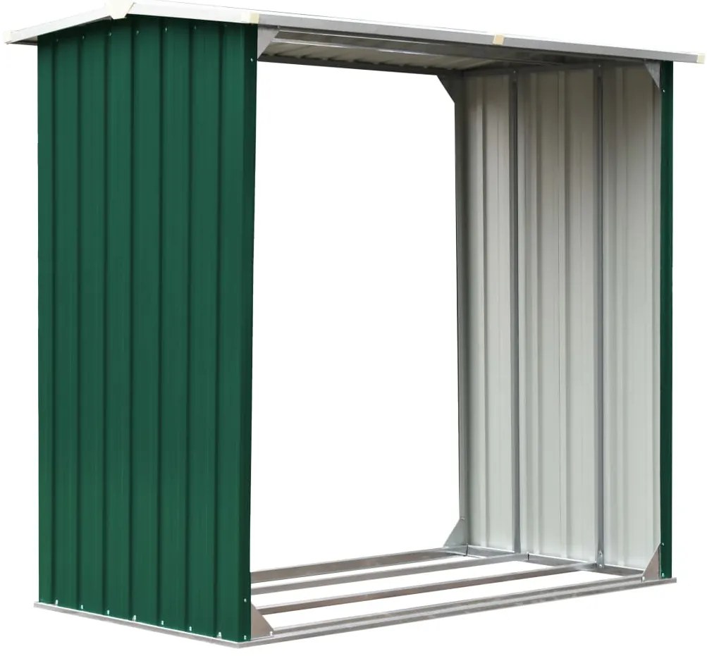 Kôlňa na drevo zelená 172x91x154 cm pozinkovaná oceľ