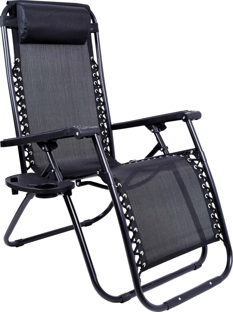 Čierne záhradné polohovacie lehátko Orion