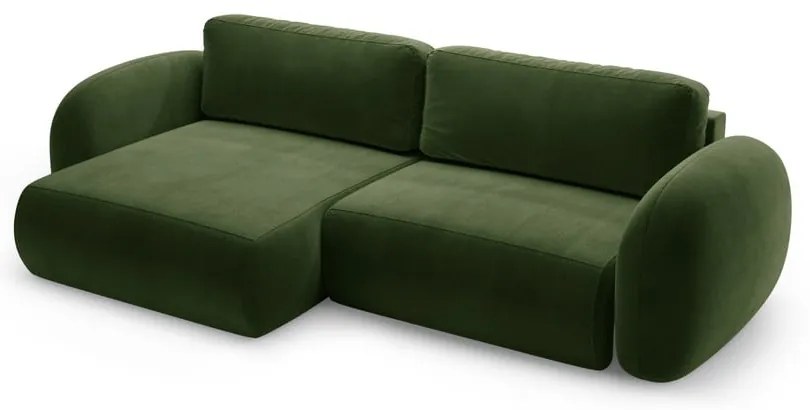 Zelená zamatová rozkladacia/s úložným priestorom rohová pohovka Tonale – Cosmopolitan Design