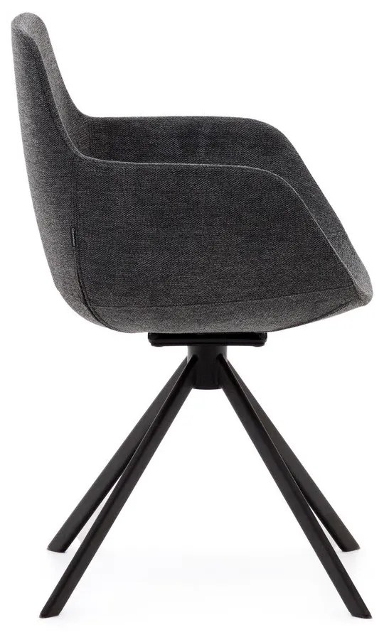 Tmavosivé čalúnené jedálenské kreslá v súprave s podrúčkami 2 ks Tissiana – Kave Home