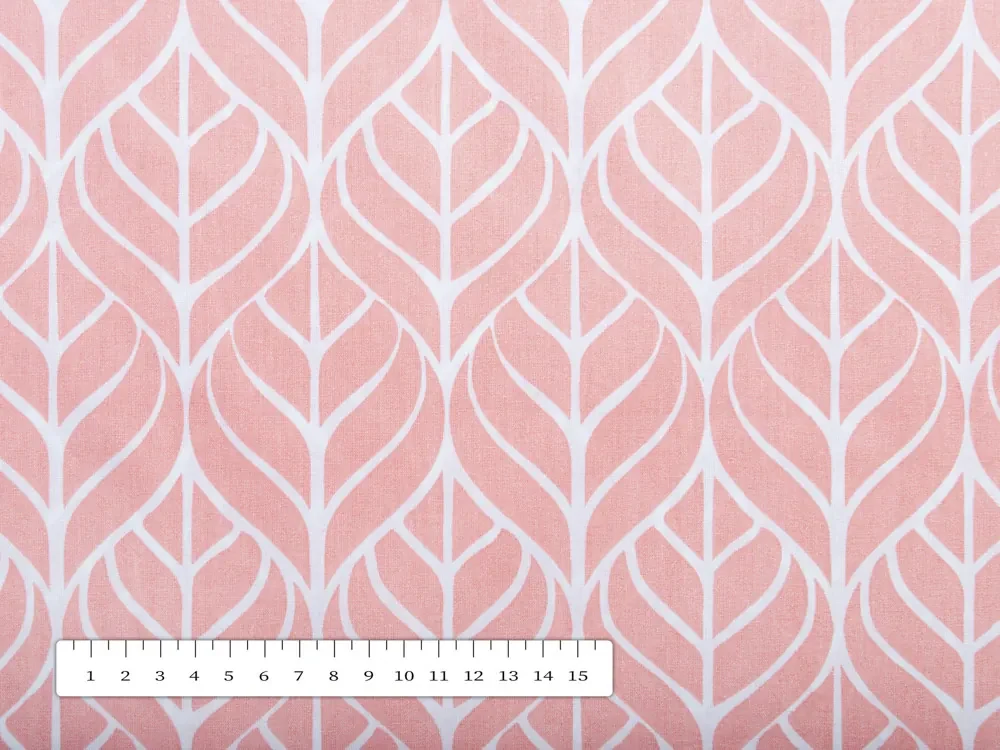Biante Bavlnená obliečka na vankúš s lemom Sandra SA-211 Listy na staroružovom 30 x 50 cm