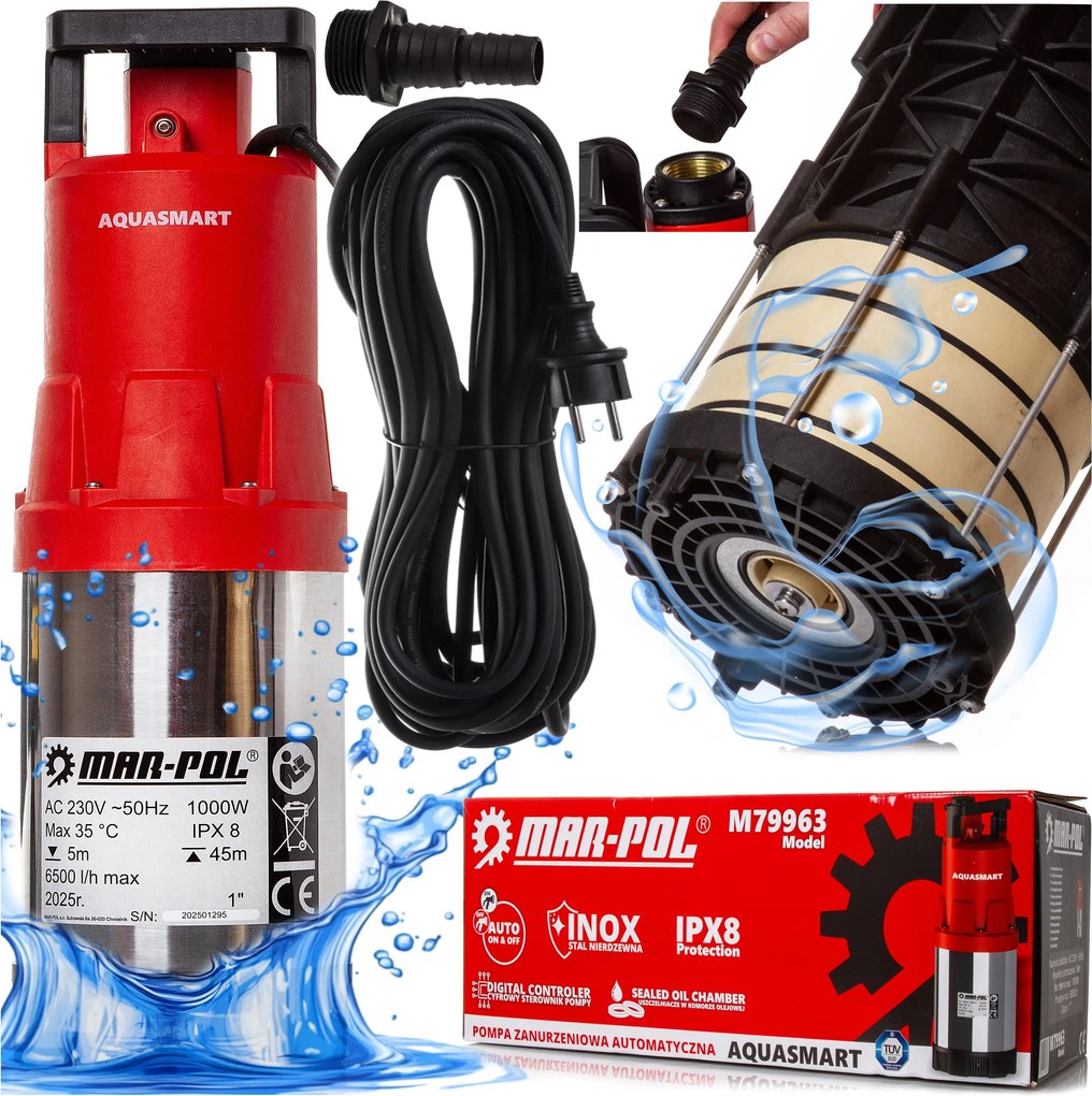 Ponorné Čerpadlo Na Vodu Mar-pol 1000 W Výkonné 100 L/min M79963