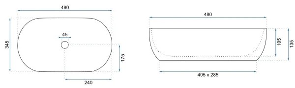 REA-U0416 - Umývadlo na dosku AMELIA 34,5x48 cm keramika/lesklá biela