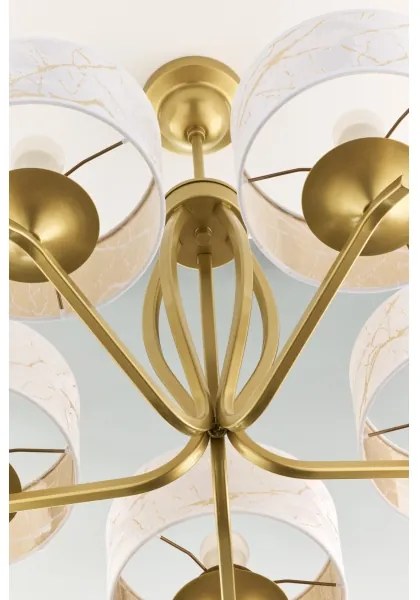 Jupiter 2110 - Luster na tyči KASZMIR 5xE27/15W/230V biela/zlatá/mramorový dekor