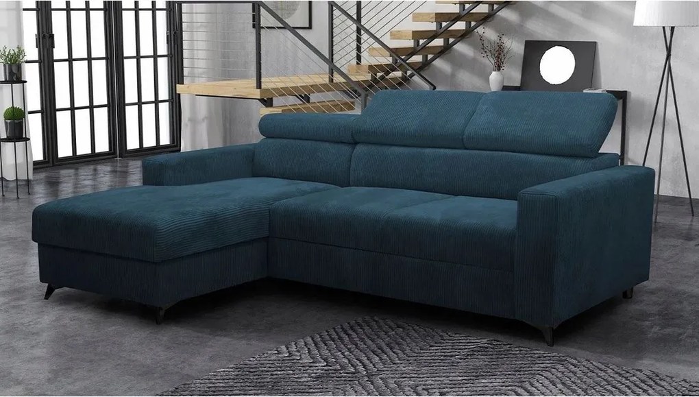 Rohová sedačka Laviosuna Premium (tmavomodrá) (s úl. priestorom) (L)