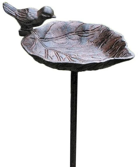 Zapichovacie napájadlo pre vtáky Lea, 98x14 cm, liatina, hnedá