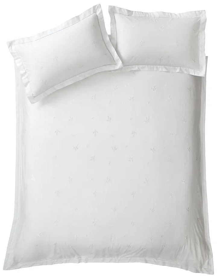 Biele bavlnené obliečky na dvojlôžko 200x200 cm Lottie Floral Embroidery – Bianca