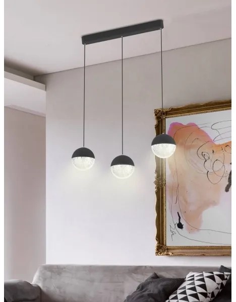 LED Luster na lanku FURNI 3xLED/5W/230V čierna