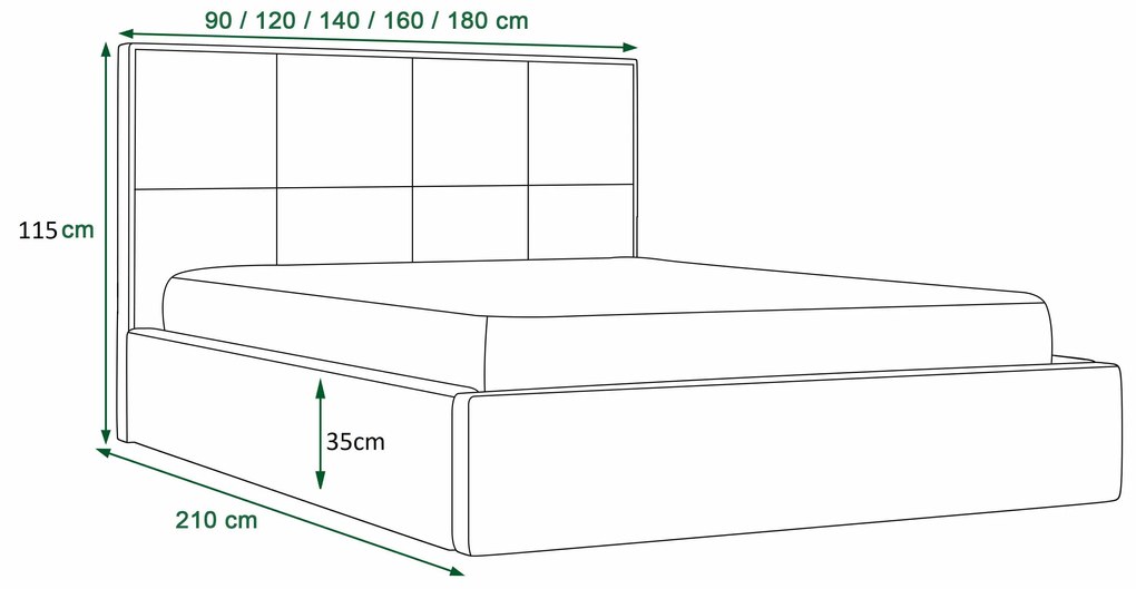 Manželská posteľ 140 cm Gino (čierna) (s roštom a úložným priestorom). Vlastná spoľahlivá doprava až k Vám domov. 1046919