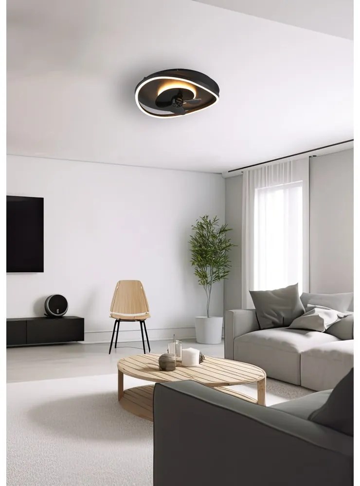 Matne čierne LED stropné svietidlo Sortland – Reality