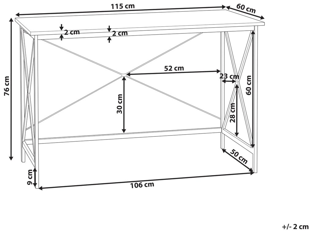 Písací stôl 115 x 60 cm tmavé drevo/čierna FUTON Beliani