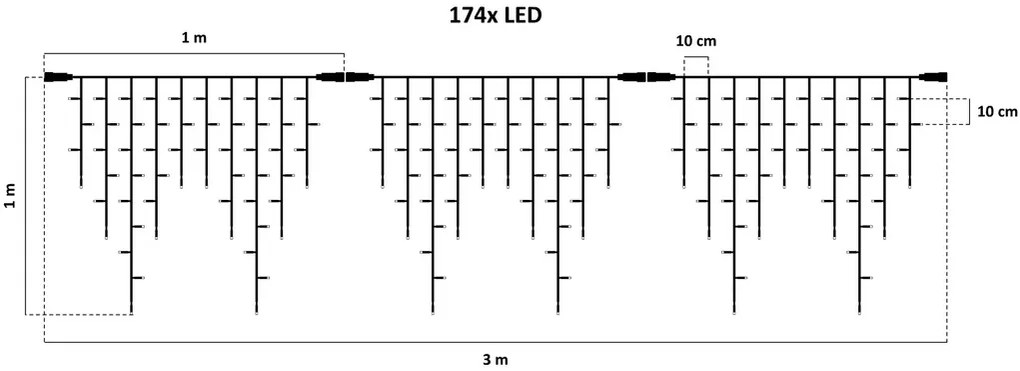 DECOLED LED svetlá vo forme snehuliakov, 3 × 0,9 m, ľadovo biela, 174 LED diód, IP67, biely kábel