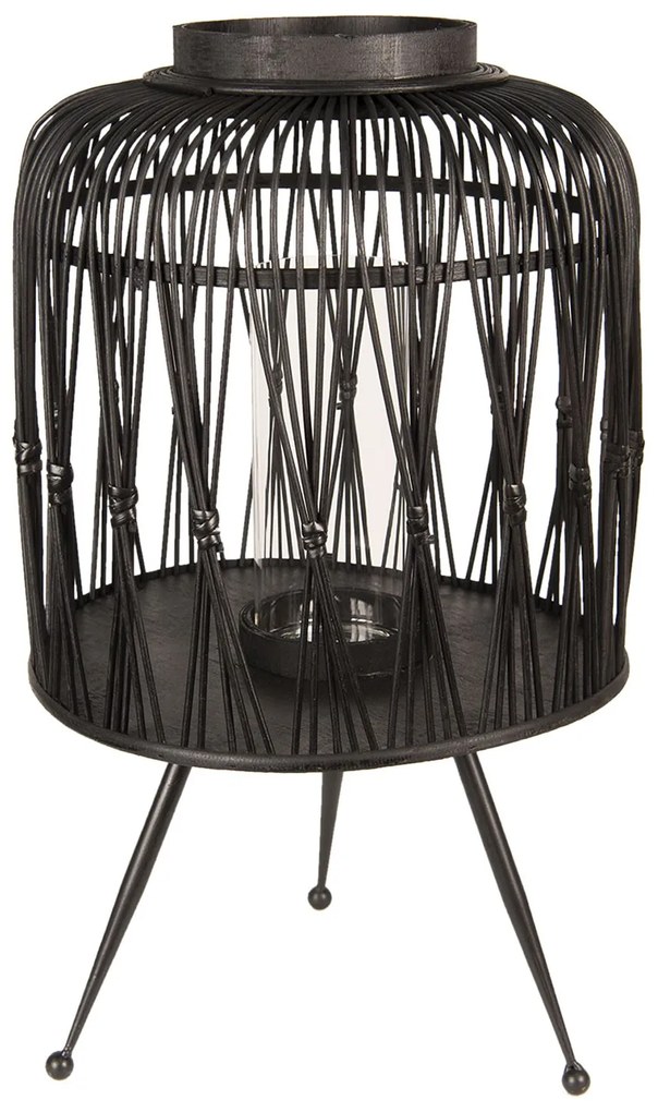 Čierna bambusová lampáš na nožičkách 31 * 54 cm