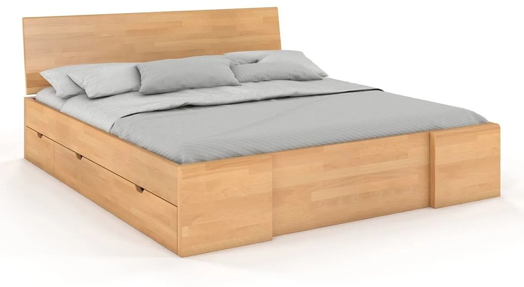 drevko Drevená posteľ s úložným priestorom Hessler buk - prírodná Rozmer postele: 140 x 200 cm