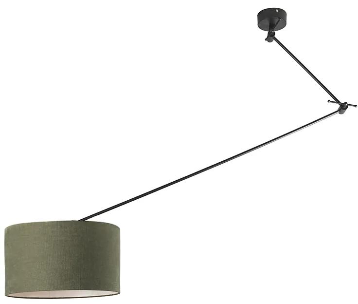 Závesná lampa čierna s tienidlom 35 cm zelená nastaviteľná - Blitz I.