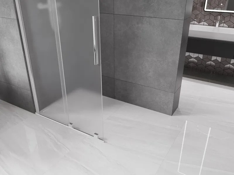 Mexen Velar, sprchová zástena s posuvnými dverami Walk-in 70 x 200 cm, 8mm sklo námraza, chrómová, 871-070-000-33-01