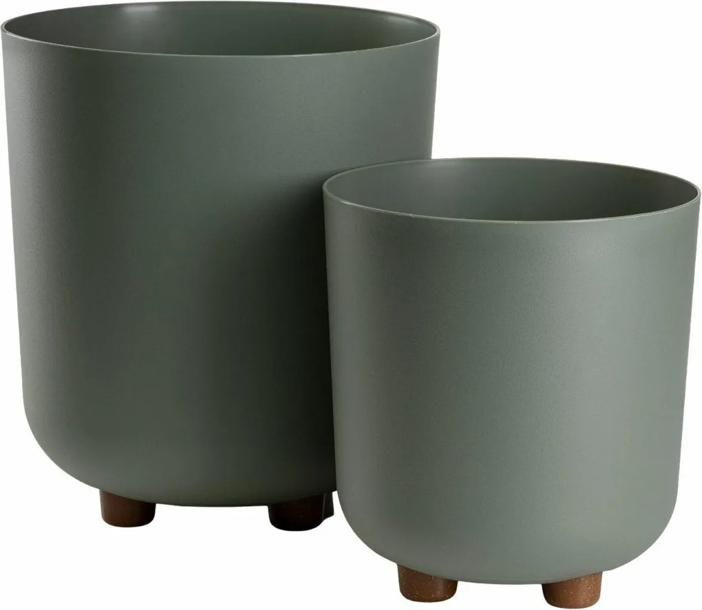 Sada 2 ks květináčů Terra 21x19,3/27,4x24,2 cm šedá/zelená