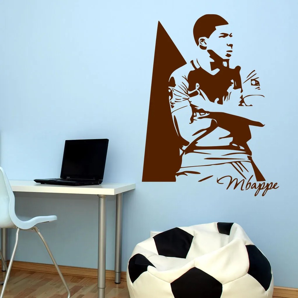 Veselá Stena Samolepka na stenu na stenu Kylian Mbappé Farba: černá