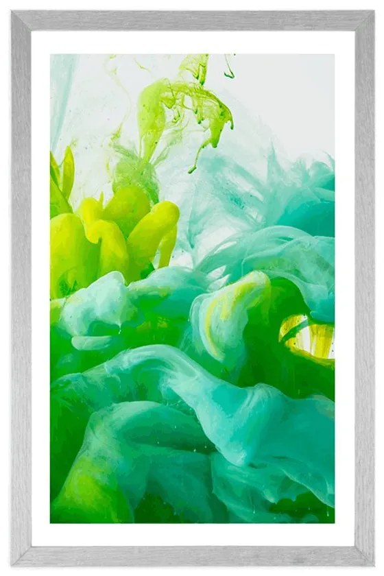 Plagát s paspartou atrament v zelených odtieňoch - 30x45 white