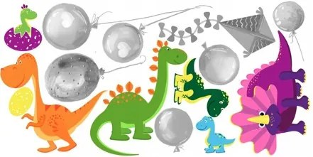 Samolepka na stenu veselý farebný dinosaury 60 x 120 cm
