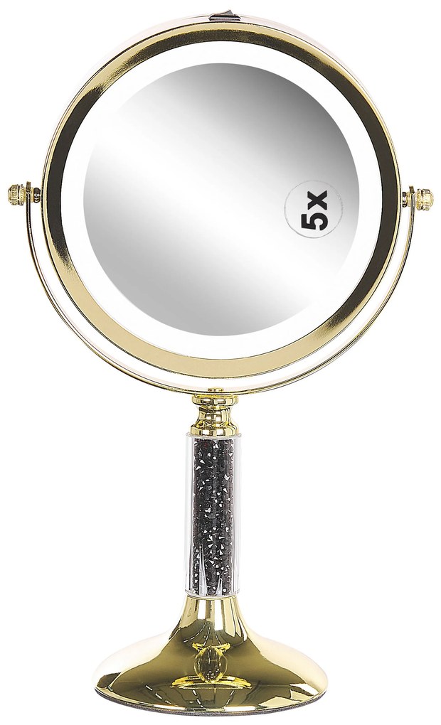 Kozmetické LED zrkadlo ø 18 cm zlaté BAIXAS Beliani