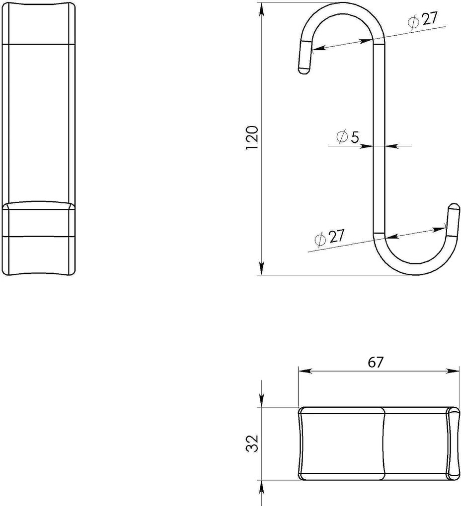 Aqualine Aqualine, háčik na vykurovacie teleso, termoplast, čierna, 202514