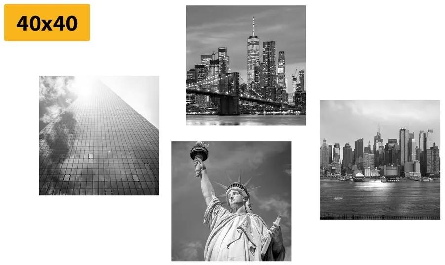 Set obrazov čiernobiely New York - 4x 60x60
