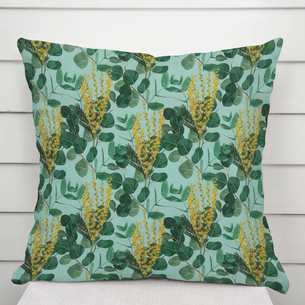 Biante Dekoračná obliečka na vankúš PML-088 Eukalypty na mätovom 60 x 60 cm
