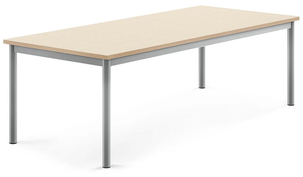 Stôl BORÅS, 1600x700x500 mm, laminát - breza, strieborná
