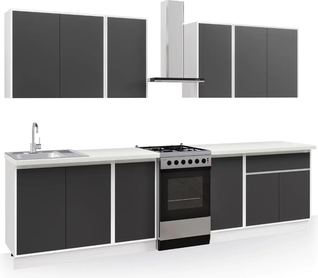 Kuchynská linka 240 MATEO, antracit-biela