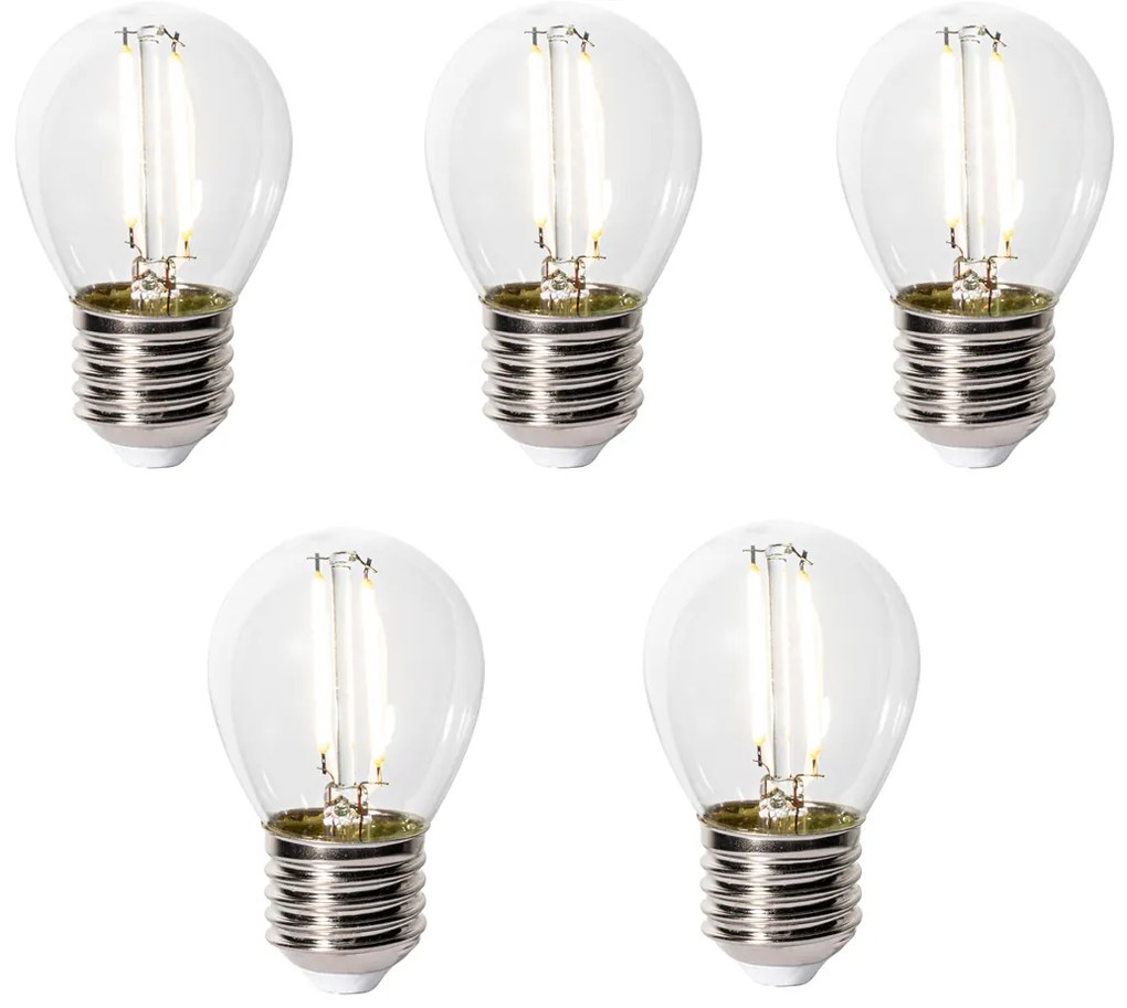 Sada 5 ks E27 dimbare LED lamp P45 helder glas 3W 250 lm 3000K