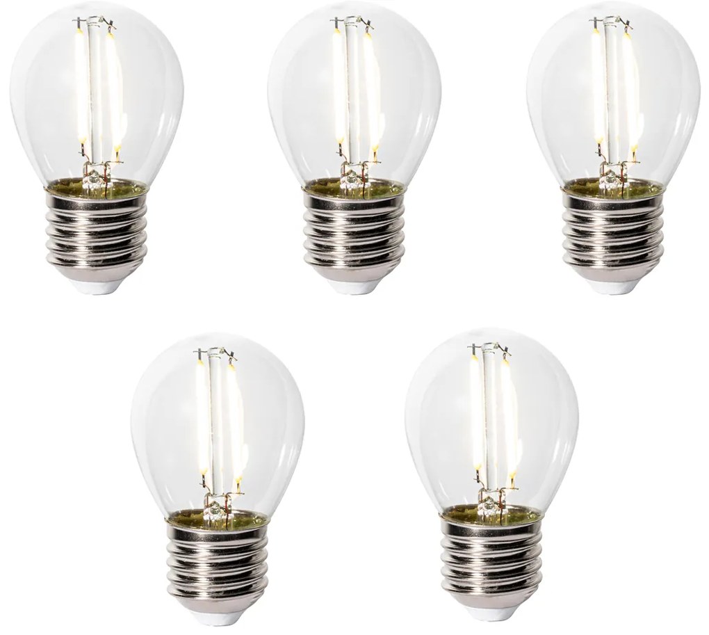 Sada 5 stmievateľných LED žiaroviek E27 P45 číre sklo 3W 250 lm 3000K