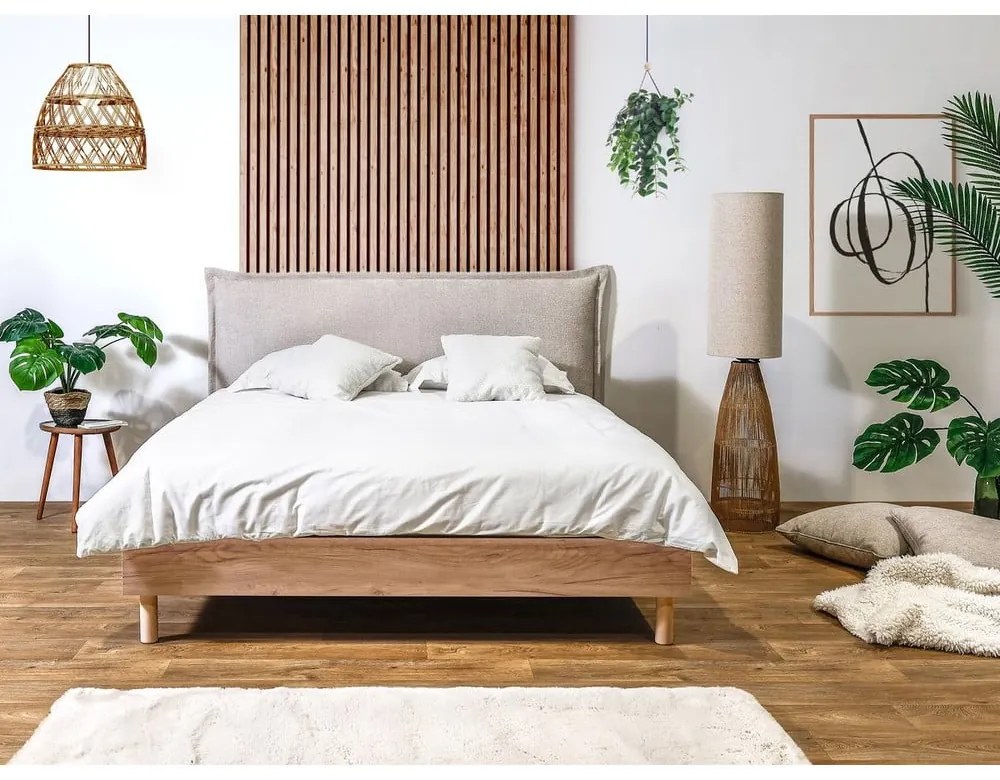 Béžová/prírodná dvojlôžková posteľ s roštom 160x200 cm Charlie – Bobochic Paris