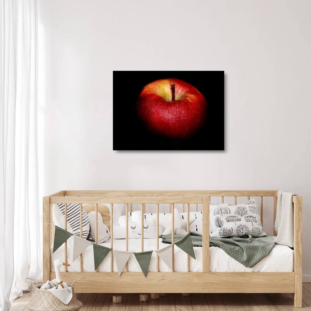 Sklenený obraz jablká na čiernom pozadí (70x50 cm)