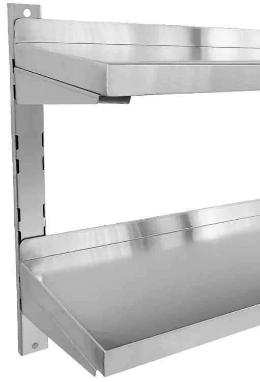 Dvojitá nástenná nerezová polica, 1500 x 300 mm