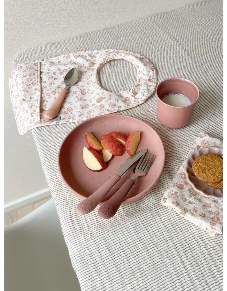 Červený/v lososovej farbe detský príbor 3 ks zo silikónu Rose Mix – Cam Cam Copenhagen