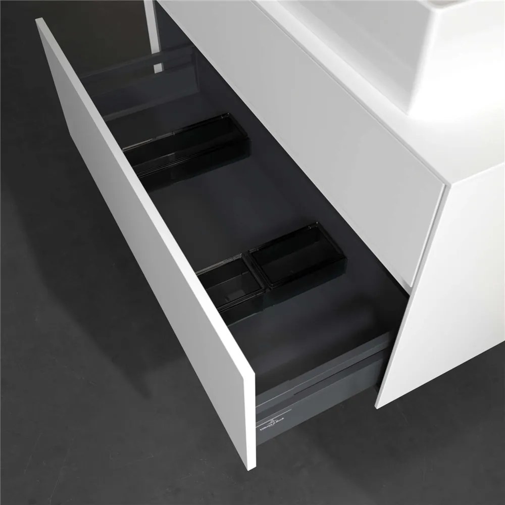 VILLEROY &amp; BOCH Collaro závesná skrinka pod umývadlo na dosku (umývadlo vpravo), 2 zásuvky, 1000 x 500 x 548 mm, White Matt, C12700MS