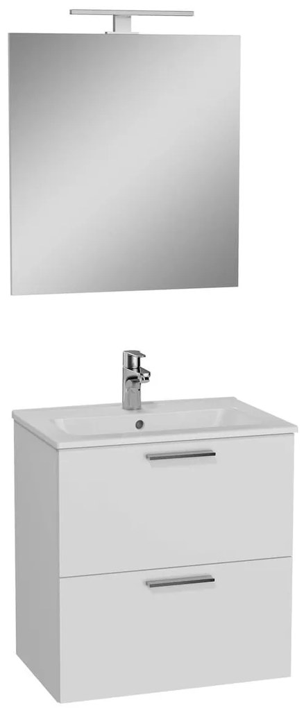 Kúpeľňová zostava s umývadlom zrcadlem a osvětlením Vitra Mia 59x61x39,5 cm biela lesk MIASET60B2