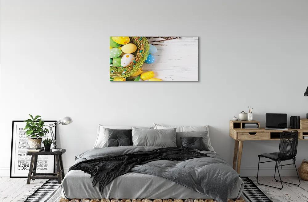 Obraz na plátne Vaječné založené na tulipány 140x70 cm