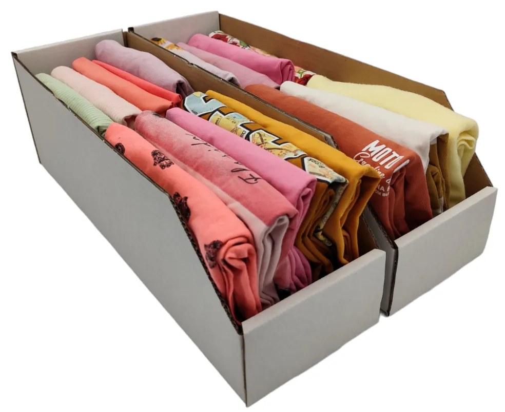 Úložné boxy na oblečenie, organizéry do skrine BIELY KARTÓN 15x47 cm