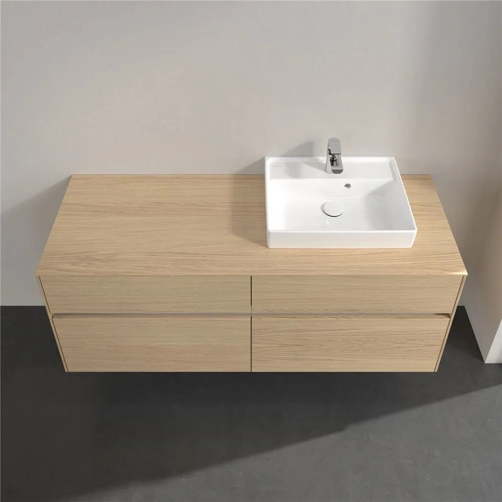 VILLEROY &amp; BOCH Collaro závesná skrinka pod umývadlo na dosku (umývadlo vpravo), 4 zásuvky, s LED osvetlením, 1400 x 500 x 548 mm, Nordic Oak, C075B0VJ