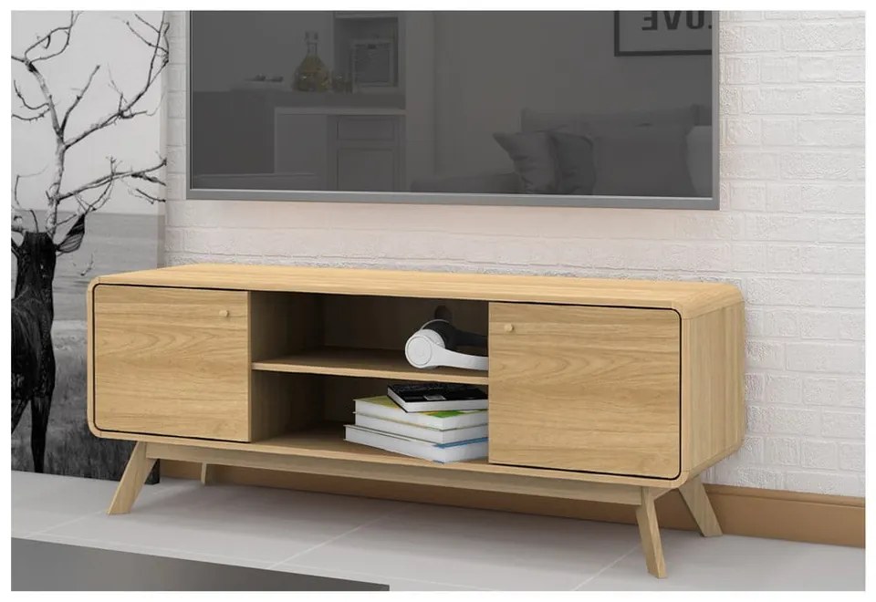 TV stolík v dekore duba v prírodnej farbe 140x53 cm Cassie - Støraa