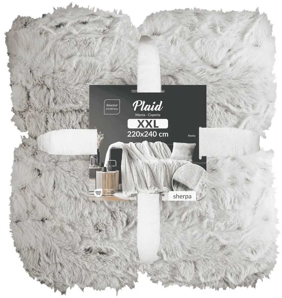 Sivobéžová deka z umelej kožušiny 220x240 cm Alaska – douceur d'intérieur