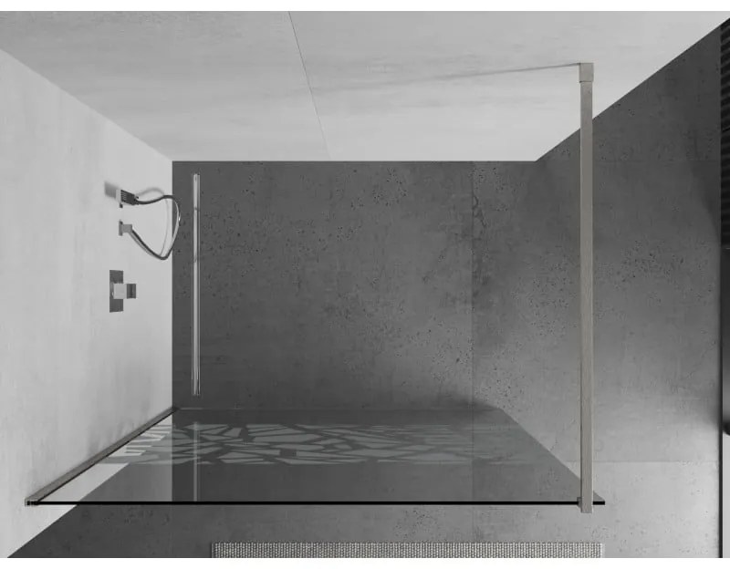 Mexen Kioto, sprchová zástena Walk-In 110 x 200 cm, 8mm číre sklo biely vzor, brúsená oceľ profil, 800-110-101-97-85