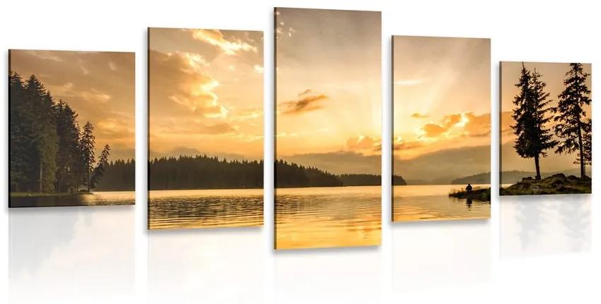 5-dielny obraz odraz horského jazera Varianta: 100x50