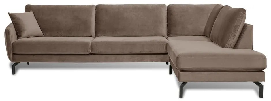 Hnedobéžová zamatová rohová pohovka (pravý roh) Magic - Scandic